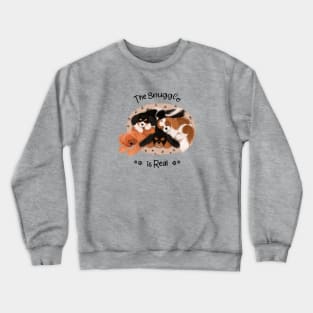 The Snuggle is Real, 4 Cavalier King Charles Spaniels Snuggling Crewneck Sweatshirt